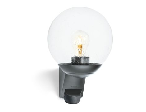 Oprawa elewacyjna elewacyjna z czujnikiem ruchu i zmierzchu  STEINEL L595 S PIR max.60W E27 IP44 230V antracyt / szkło / tworzywo sztuczne
