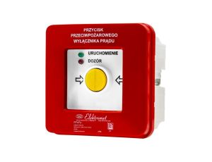 Przycisk ppoż wyłącznika prądu p/t 2 tory prądowe 12A, NO-NO, diody czerwona/zielona PPWPp-2s A