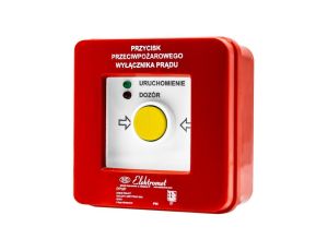 Przycisk ppoż wyłącznika prądu n/t 2 tory prądowe 12A, NO-NO, diody czerwona/zielona PPWP-2s A