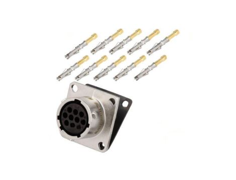 Złącze okrągłe gniazdo kołnierz (4 otwory) na panel -PIN 10 RT0W01210SNH-K