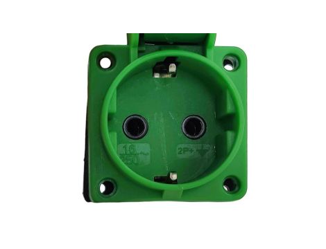 Gniazdo tablicowe 16A 250V IP54 SCHUKO Typ F zielone TP Electric 0589