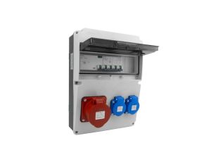 Rozdzielnica budowlana CEE 16A 400V 2x230V Schuko z zabezpieczeniami VDE SIEMENS