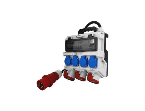 Rozdzielnica budowlana 2x16A 32A CEE 4x230V erbetka z uchwytem i kablem z wtyczka 32A CEE Doktorvolt DV-1437-F
