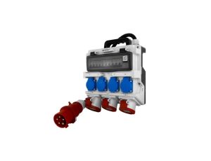 Rozdzielnica budowlana 2x16A 32A CEE 4x230V erbetka z uchwytem i kablem przyłączeniowym wtyczka 32A CEE Doktorvolt DV-1420-F