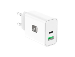 Szybka Ładowarka GaN Techly USB-C PD 30W i USB-A QC 30W do Telefonu Tabletu IPW-USB-30WACG