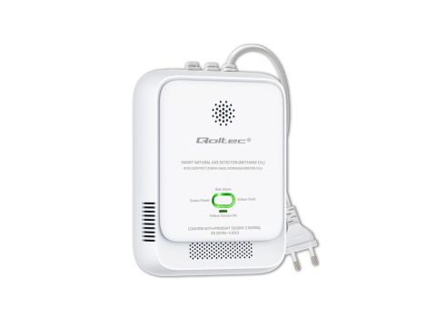 Qoltec Certyfikowany Czujnik wycieku gazu ziemnego detektor CH4 NG alarm 85dB LED