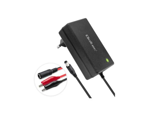 Qoltec Automatyczna ładowarka do akumulatora AGM GEL STD Prostownik 12V 2A 24W 5.5x2.1 Kabel 1.8m