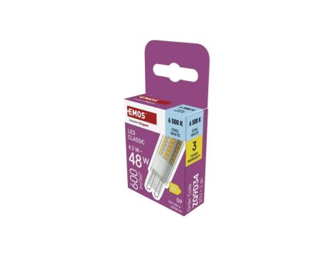 Żarówka LED Classic JC / G9 / 4,3W (48 W) / 600 lm / Zimna biel ZQ9D34