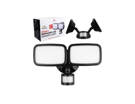 Ścienna lampa LED Maclean, z czujnikiem PIR, 20W, 1500lm, IP65, neutral white 4000K, czarna, MCE524 B