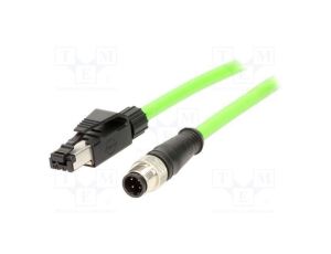 Adapter M12 męski RJ45 wtyk kod D-Ethernet PIN 4 IP67 proste 1201080203