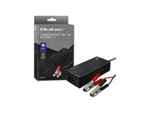 Qoltec Automatyczna ładowarka do akumulatora AGM GEL STD Prostownik 12V 4A 48W LED Kabel 1.8m