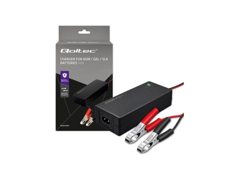 Qoltec Automatyczna ładowarka do akumulatora AGM GEL STD Prostownik 12V 2A 24W LED Kabel 1.8m