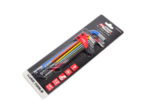 AWTOOLS KLUCZE IMBUSOWE HEX/ 1,5-10,0mm/ 9szt. KOLOR KULA DŁUGIE BLACK LINE - 3