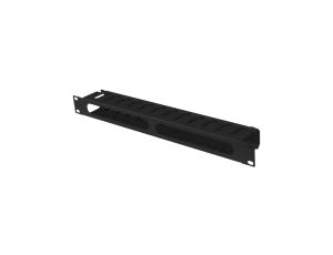 Organizator kabli RACK 19 1U grzebieniowy zamykany metalowy czarny z przepustami Lanberg