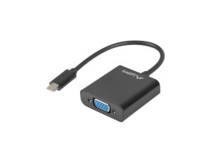 Adapter USB 3.1 typ-C - VGA (wtyk / gniazdo) czarny 15cm LANBERG