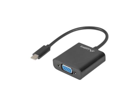 Adapter USB 3.1 typ-C - VGA (wtyk / gniazdo) czarny 15cm LANBERG