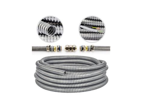 Peszel ochronny metalowy Anaconda Multiflex roz.16 bezhalogenowy samogasnący rura karbowana elastyczna FCCN 1250N UV IP40 10m