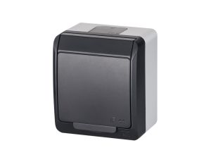 Gniazdo zasilające pojedyncze natynkowe hermetyczne IP44 antracytowe z klapką antracytową 2P+Z 16A HERMES ELEKTRO-PLAST NASIELSK