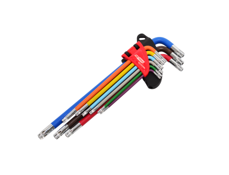 AWTOOLS KLUCZE IMBUSOWE TORX/ T10-T50/ 9szt. KOLOR BARDZO DŁUGIE