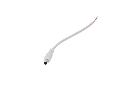 Wtyk DC 5.5x2.1 3A przewód biały 15cm 22awg