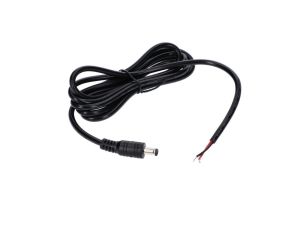 Wtyk DC 5.5x2.1 3A przewód czarny 150cm 22awg