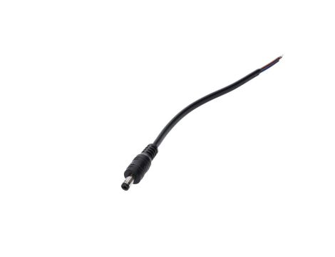 Wtyk DC 5.5x2.1 5A przewód czarny 15cm 18awg