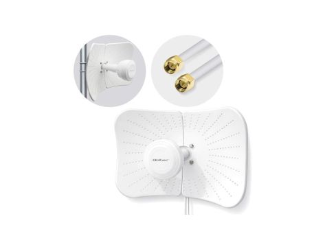 Qoltec Antena paraboliczna 4G 5G LTE 2x19dBi kierunkowa zewnętrzna 1710–2700 MHz 3300–4200 MHz N Female wodoodporna 5m