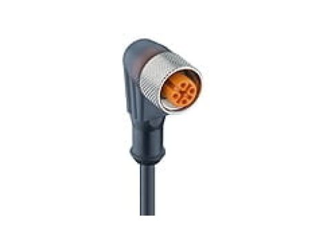 Kabel konfekcjonowany jednostronnie M12 8-PINowy złącze żeńskie kątowe samoblokujący gwint PVC pomarańczowy RKWT 8-282/5 M