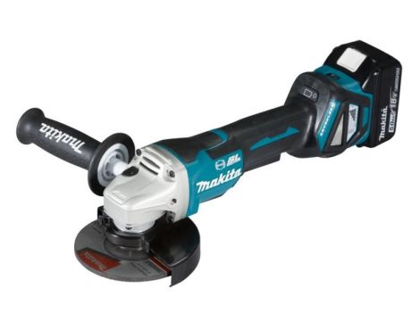 MAKITA SZLIFIERKA KĄTOWA  18V 125mm DGA518RTJU 2x5,0Ah REG.OBR. BL WŁĄCZNIK ŁOPATKOWY ADT