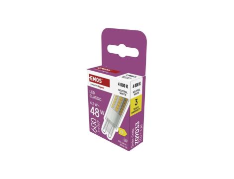 Żarówka LED Classic JC / G9 / 4,3W (48 W) / 600 lm / Neutralna biel ZQ9D33