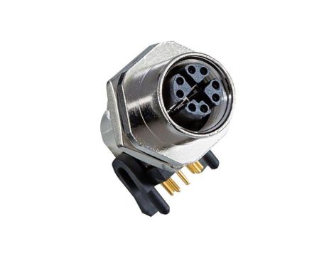 Złącze M12, żeńskie, PIN: 8, gniazdo, kątowe, ekranowane, na panel, 30 V/50 V AC, 0,5 A MSXS-08PFFR-SF7002