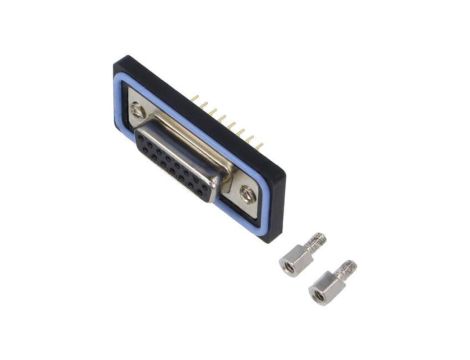 Złącze D-Sub, żeńskie, PIN: 15, gniazdo, proste, ekranowane, na przewód, 5 A SDB-15PFFP-SL8001