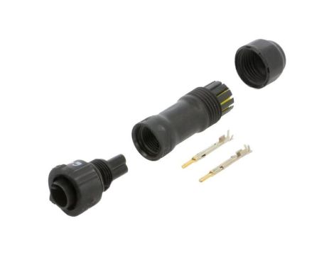 Złącze okrągłe, męskie, PIN: 2, wtyk, na przewód, 300 V, 10 A BB-02BFMA-QL8MPP