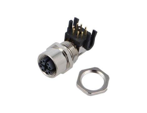 Złącze M12, żeńskie, PIN: 8, gniazdo, kątowe, ekranowane, na panel, 30 V/50 V AC, 0,5 A MSXS-08PFFR-SH7003