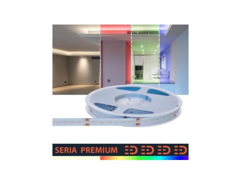 Taśma LED Premium Pełne spektrum RGB + neutralna biała 4000K 24V 784 LED/m 950lm/m Ra90 COB Rolka 5m 3 lata gwarancji