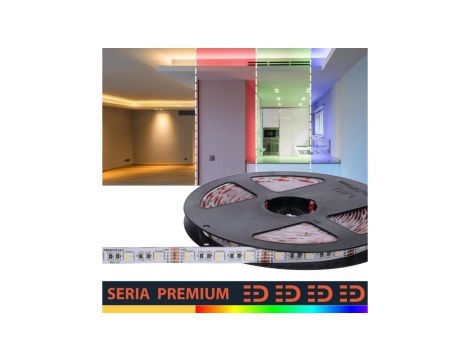 Taśma LED PL 4w1 Premium Pełne spektrum RGB + Ciepła Biała 3000K 24V 60 LED/m SMD5050 Rolka 10m 5 lat gwarancji