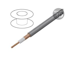 Przewód: koncentryczny RG58 1x0,5mm2 linka Cu silikon szary, cena za 1m, 61.7580-28