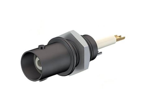 Złącze laboratoryjne BNC gniazdo czarny na panel,śrubowy 67.9764-21