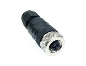 Złącze do samokonfekcjonowania M12 żeńskie proste 4-PINowe z gwintowanym złączem montaż z zaciskami śrubowymi RKC 4/7 11214