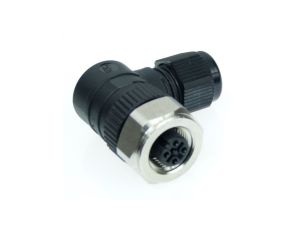 Złącze do samokonfekcjonowania M12 żeńskie kątowe 4-PINowe ze stalową heksagonalną gwintowaną nakrętką RKCWN 4/7 18322