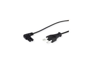 Kabel zasilający VALUE Euro z płaską wtyczką kątową do C7, 2-biegunowy, czarny, 1,8 m