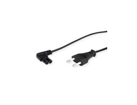 Kabel zasilający VALUE Euro z płaską wtyczką kątową do C7, 2-biegunowy, czarny, 1,8 m