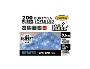 Lampki Bulinex kurtyna sople 200led nieb ieskie 9 6m biały flesz gruby przewód