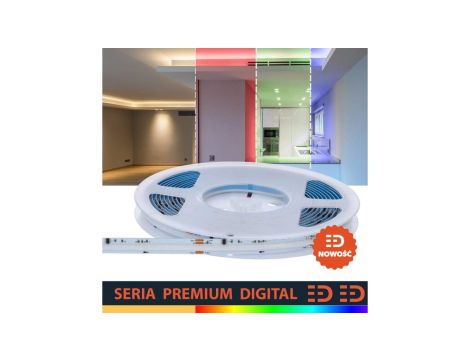 Taśma LED Premium cyfrowa 24V 784led/m COB 25W/m RGB+3000K IP20 800lm/m 10mm CRI90 3Y 5m IC2814