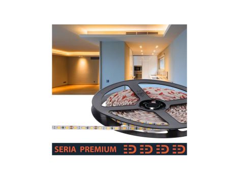 Taśma LED Premium slim 12V 120led/m SMD2835 10.4W/m 3000K IP20 1000lm/m 4mm CRI80 PL5Y 5m