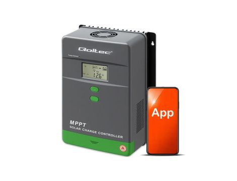 Qoltec Solarny regulator ładowania MPPT z czujnikiem temperatury 80A 12V / 24V / 36V / 48V LCD Bluetooth APP GEL LiFePO4