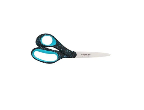 FISKARS NOŻYCZKI DLA NASTOLATKÓW 20 CM, LEWORĘCZNE, CZARNE W TURKUSOWE KROPKI