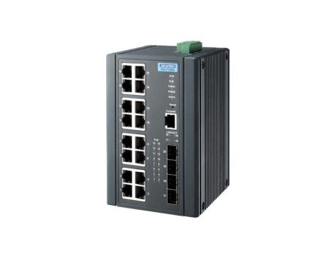 Zarządzalny przełącznik sieciowy warstwy 2, z 16x port GE PoE, 4x port SFP, szeroki zakres temperaturowy EKI-7720G-4FPI-BE
