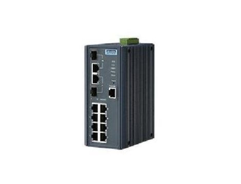 Zarządzalny przełącznik sieciowy warstwy 2, z 8x port FE, 2x port combo Gigabit RJ45/SFP, X-Ring Pro, RSTP/STP EKI-7710E-2C-BE