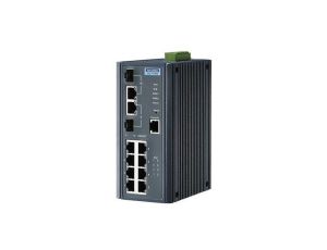 Zarządzalny przełącznik sieciowy warstwy 2 (L2) z PoE, 8 portami GE i 2 portami combo Gigabit RJ-45 lub SFP EKI-7710G-2CPI-BE